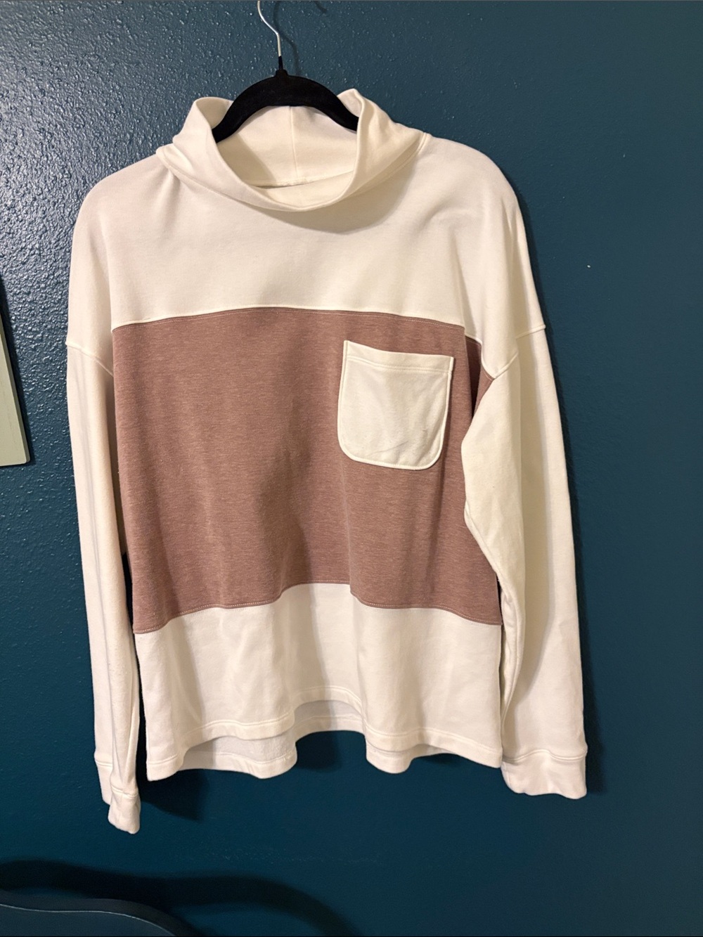 croft & barrow Cream and tan  Cowl Neck Pullover